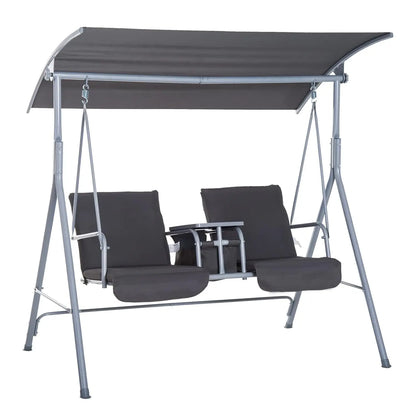 Porch Swing With Canopy Pivot Storage Table