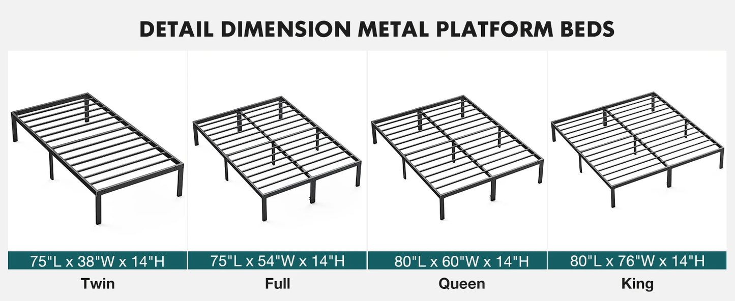 JHK Basic Bed Frame Metal Platform 350LBS