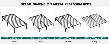 JHK Basic Bed Frame Metal Platform 350LBS