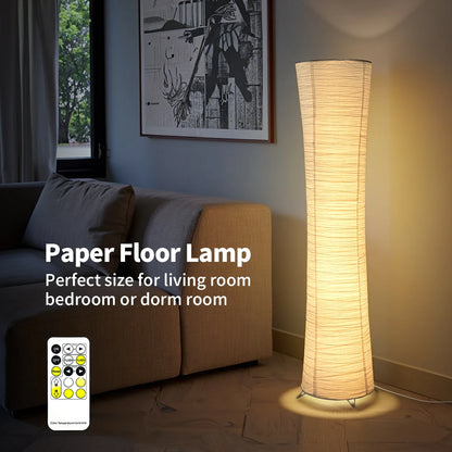 Paper & Chrome-Pleated Standing Lamp W Light Strip