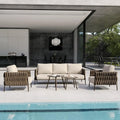 Patio Sofa Set With Two Round Coffee Table