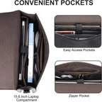 Leather Briefcase 15.6 Inch Laptop Messenger Bag