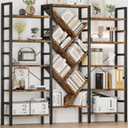 Triple 5 Tier Bookshelf 17 Display Shelves