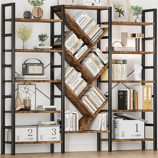 Triple 5 Tier Bookshelf 17 Display Shelves