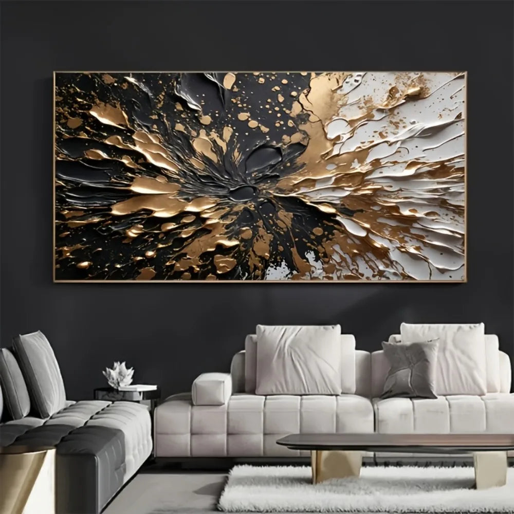 Black Gold Ink Splash Texture Wall Painting