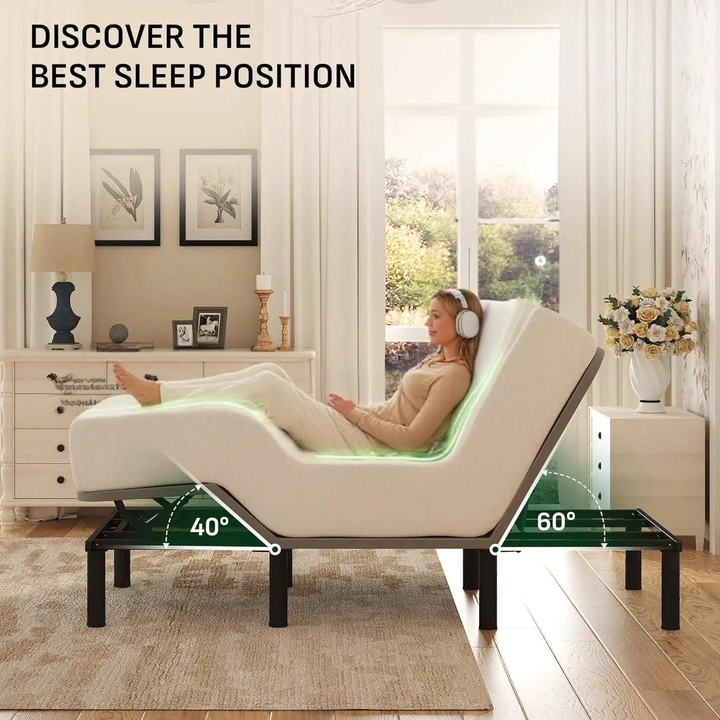 Adjustable Queen Bed Frame W/Dual Motor Remote