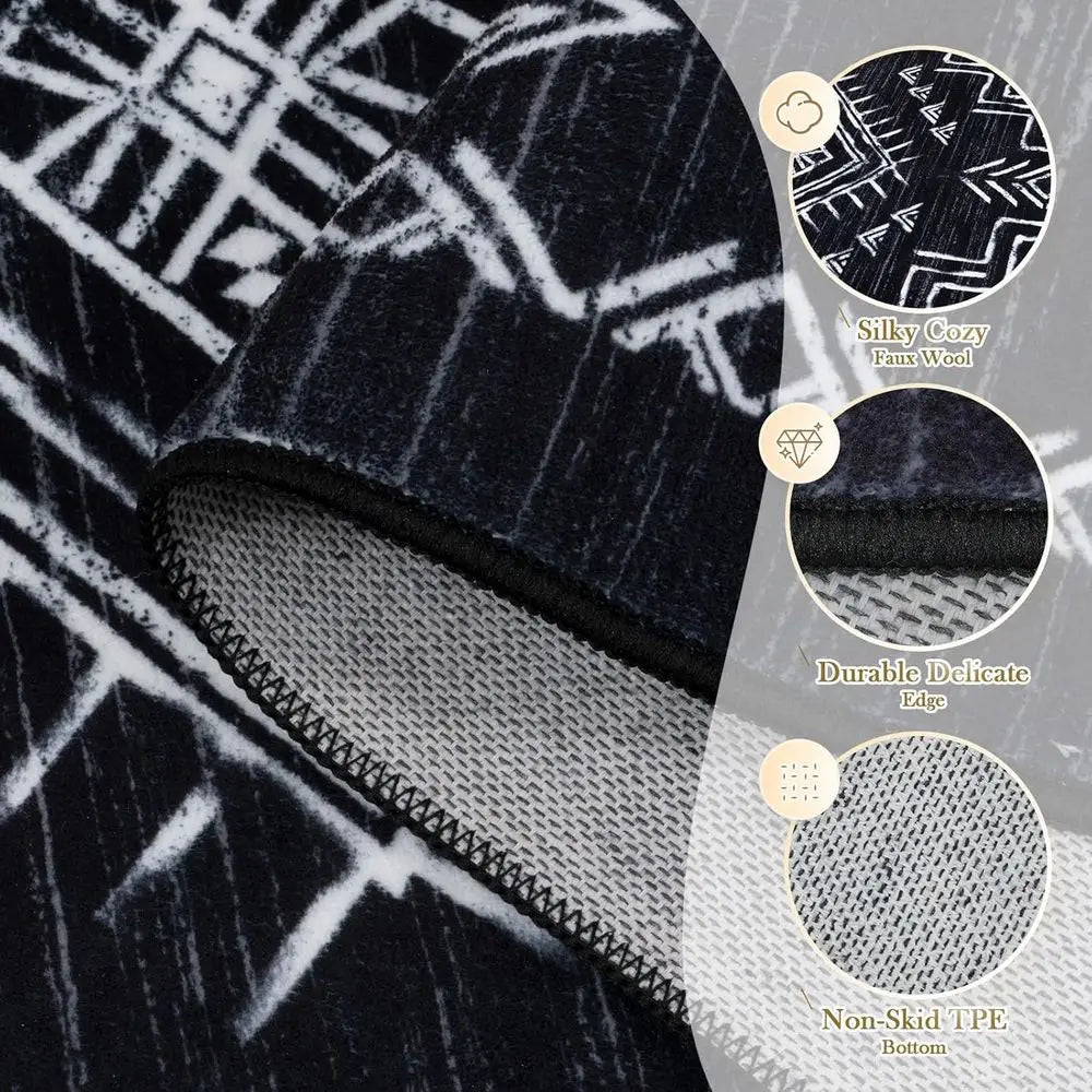 Black And White Area Rug, Moroccan Style