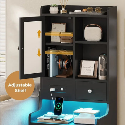 Set Of 2 Tall Black Night Stands