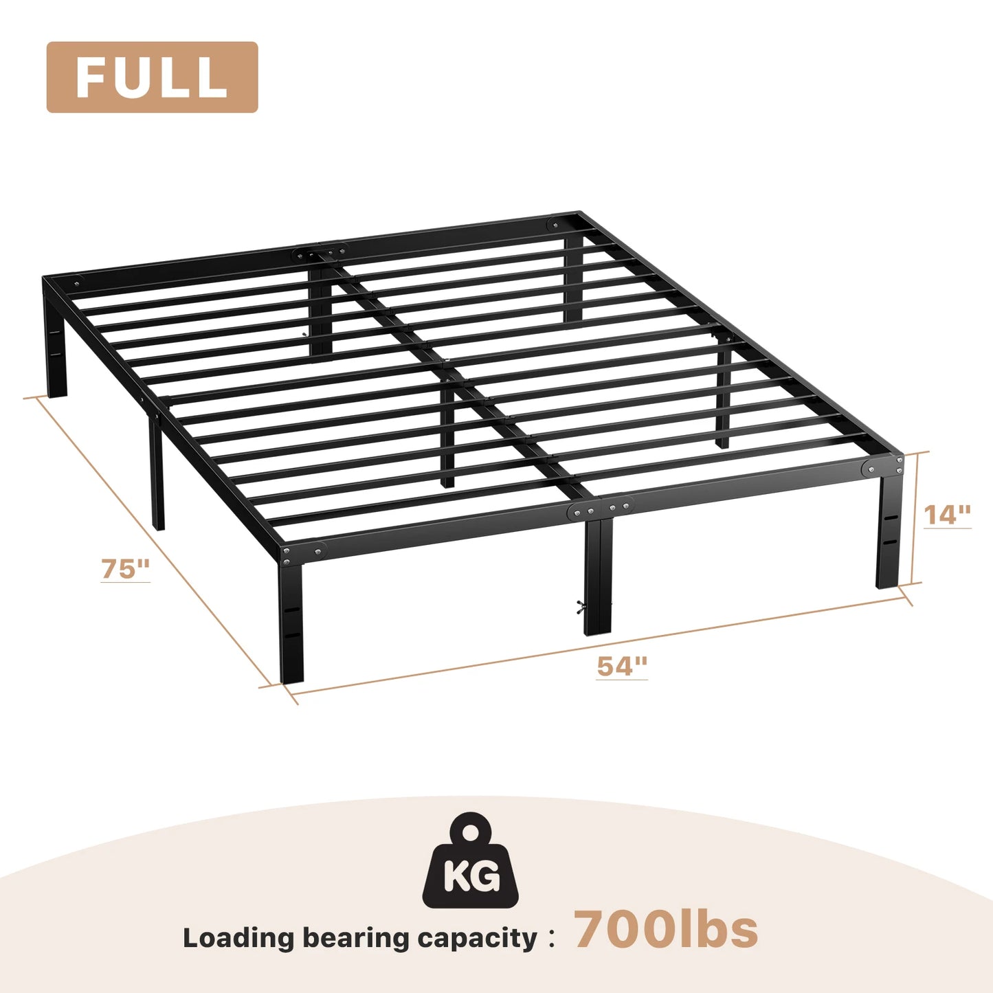 JHK Basic Bed Frame Metal Platform 350LBS