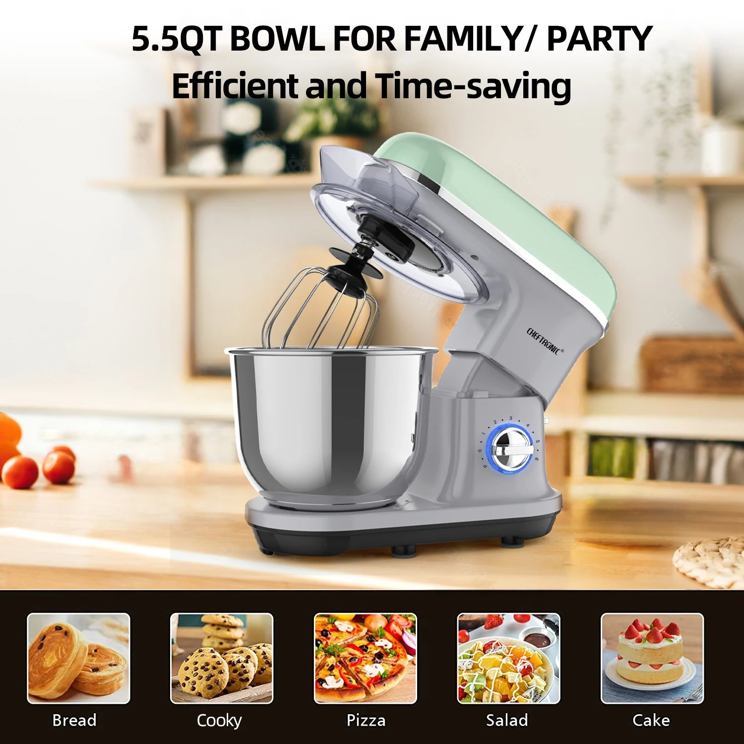 1pc CHEFTRONIC Stand Mixer, 5.5QT Tilt-Head