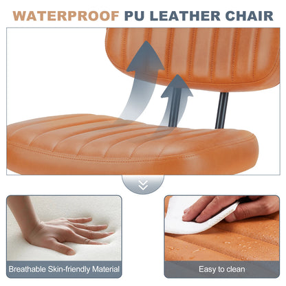 Armless Adjustable Computer Chair With 360° Swivel