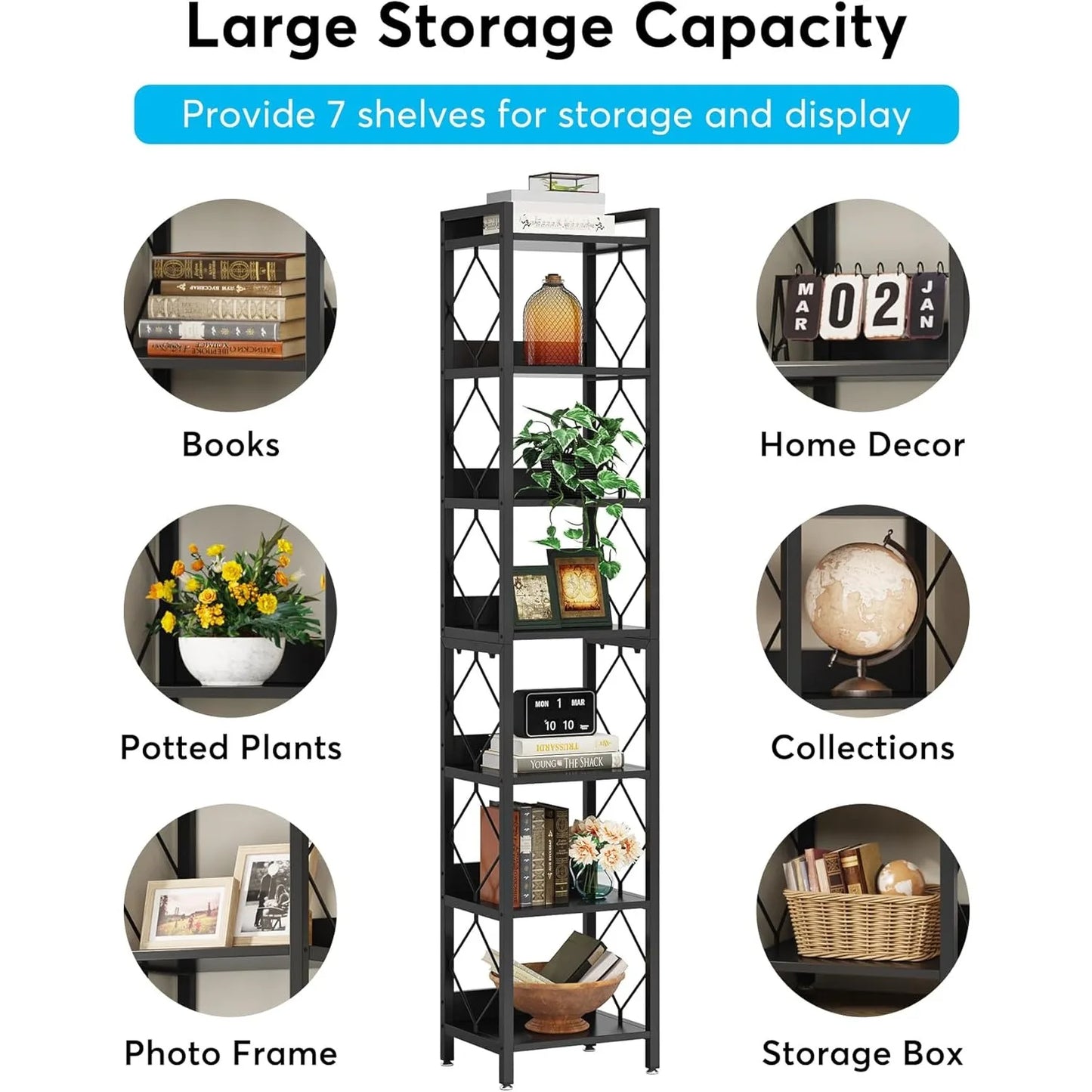 7 Tier Bookcase For Small Spaces