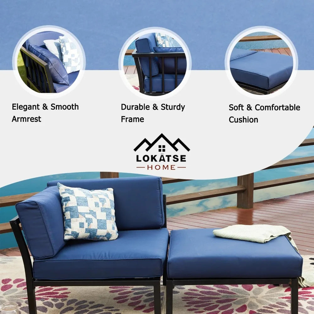 2 Piece Patio Sectional Corner Sofa With Ottoman