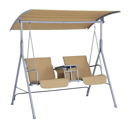Porch Swing With Canopy Pivot Storage Table