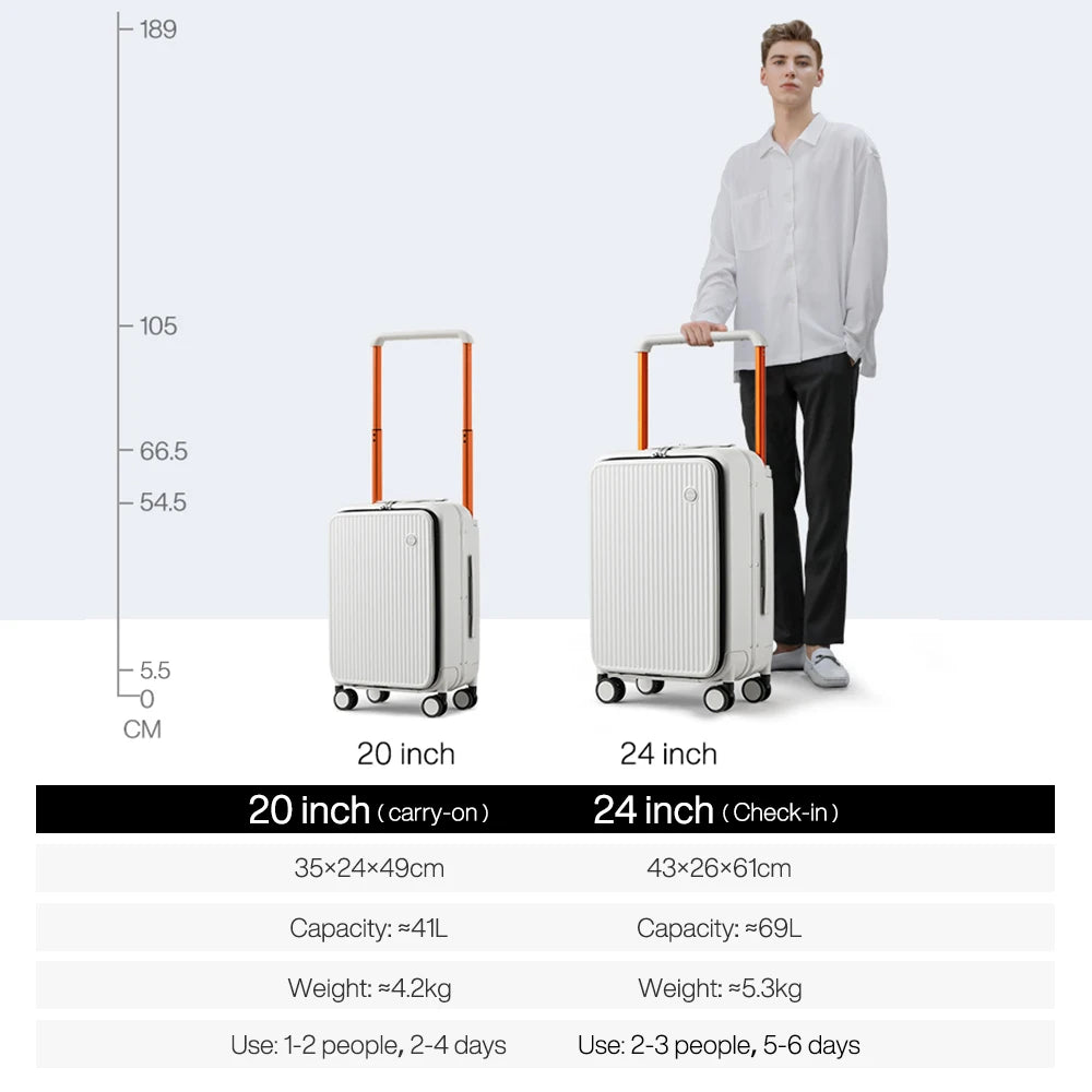 Front Laptop Pocket Suitcase Carry-On Luggage