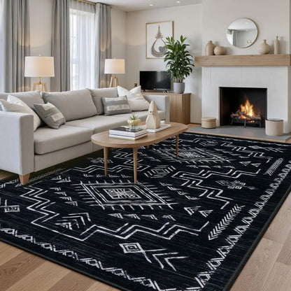 Black And White Area Rug, Moroccan Style