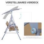 Porch Swing With Canopy Pivot Storage Table