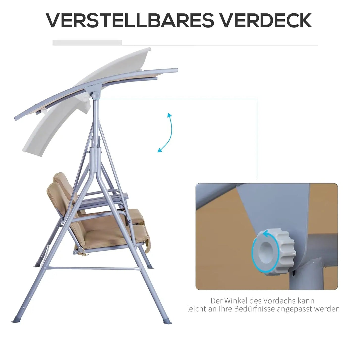 Porch Swing With Canopy Pivot Storage Table