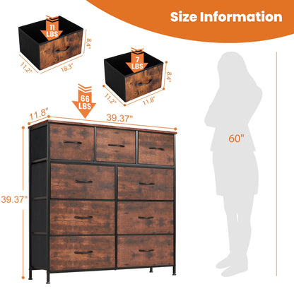 JHK Tall Wardrobe Chest With 9 Drawer
