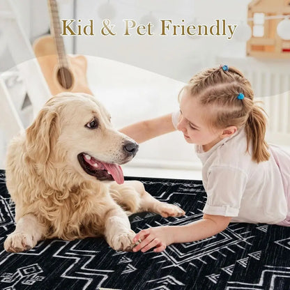 Black And White Area Rug, Moroccan Style