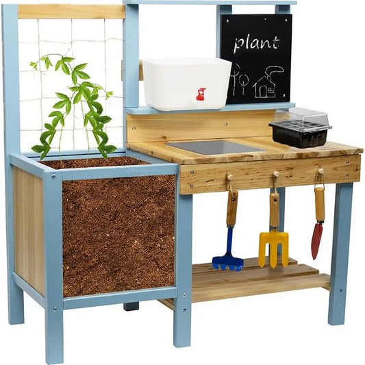 Kids Potting Bench Activity Wooden Table With Sink