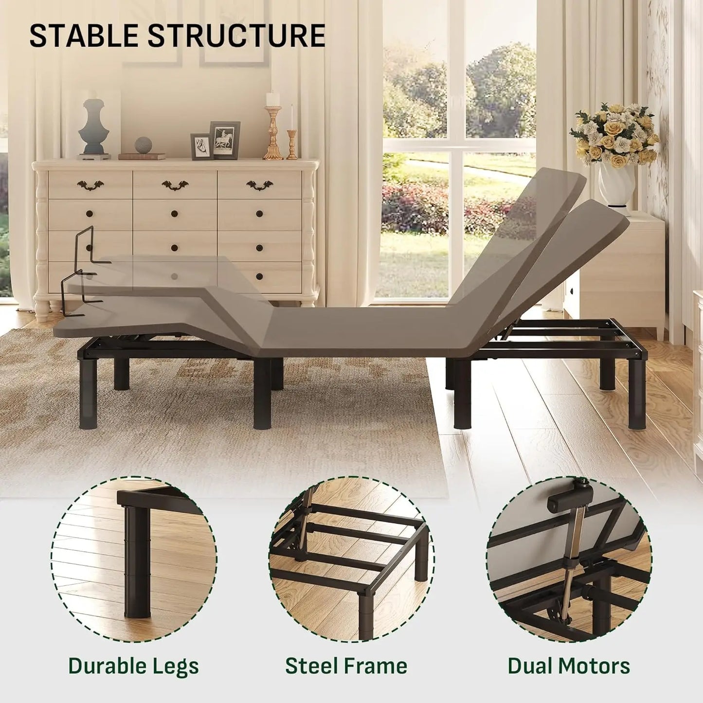 Adjustable Queen Bed Frame W/Dual Motor Remote