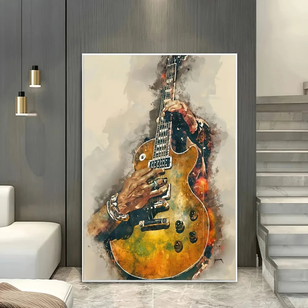 Modern Abstract Vintage Guitar Art Print