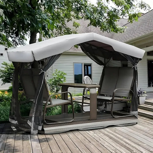 Domi 4-Seat Outdoor Glider Benches With Canopy