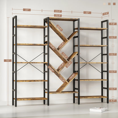 Triple 5 Tier Bookshelf 17 Display Shelves