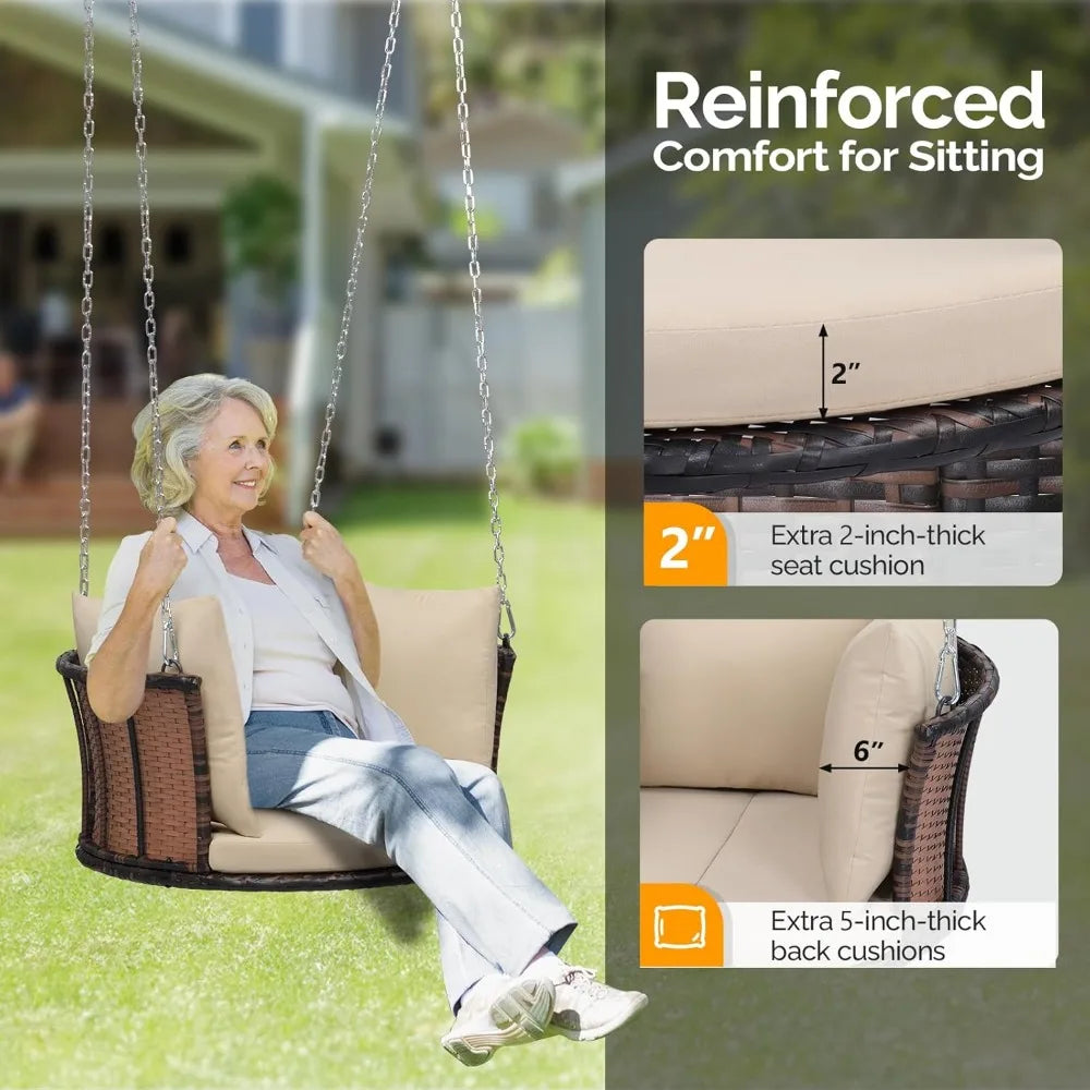 Indoor/Outdoor Round Rattan Porch Swing