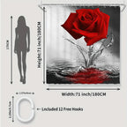 Red Rose Four-piece Shower Curtain Set