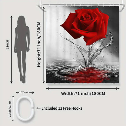 Red Rose Four-piece Shower Curtain Set