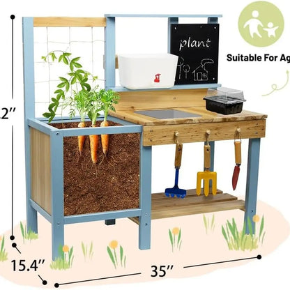 Kids Potting Bench Activity Wooden Table With Sink